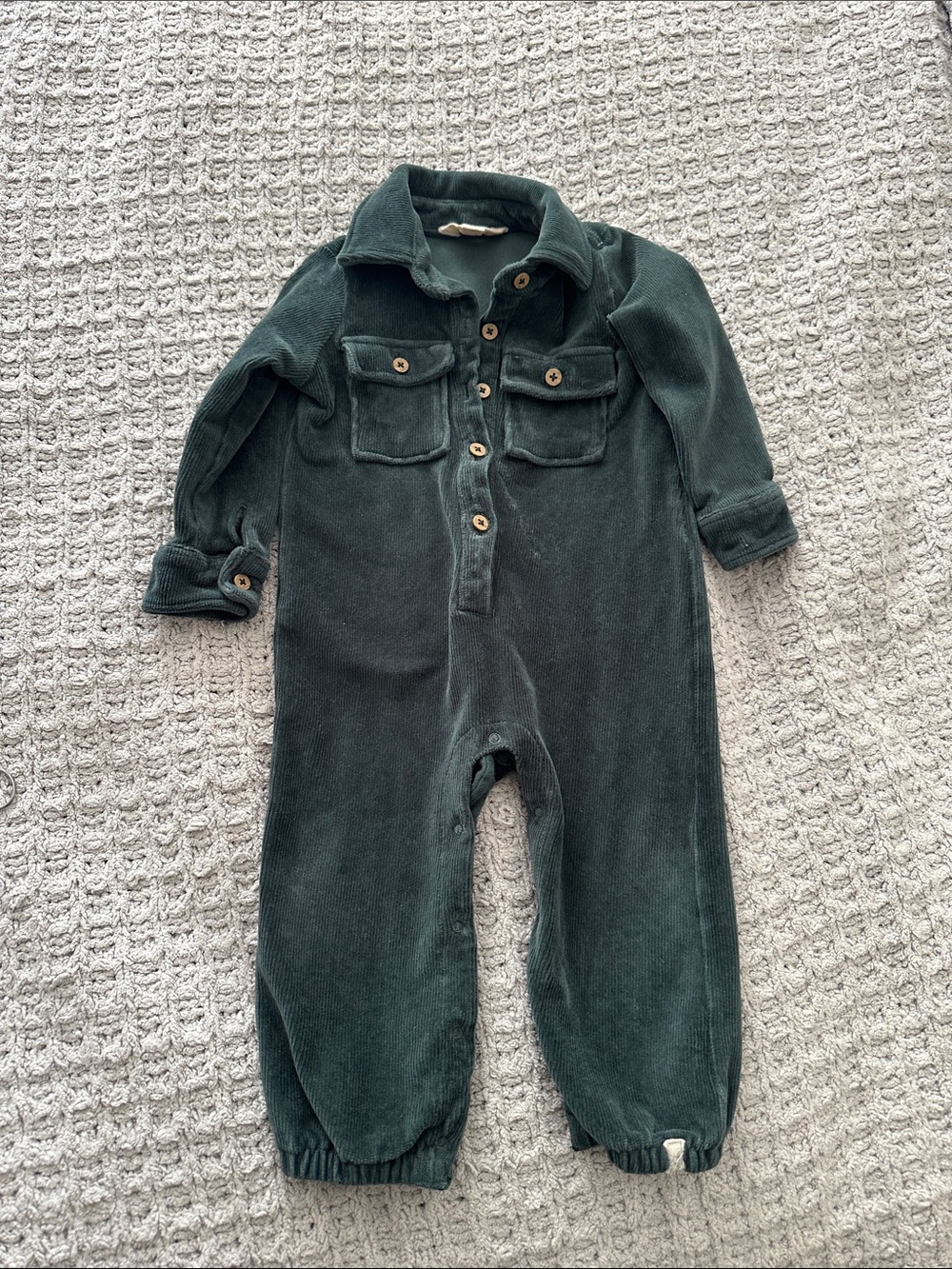 Burt’s Bees Baby Green Corduroy Jumpsuit
